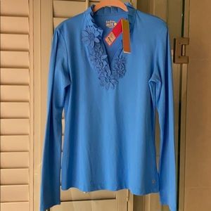 NWT Luxletic Frida Lilly Pulitzer Lg polo 👕 blue